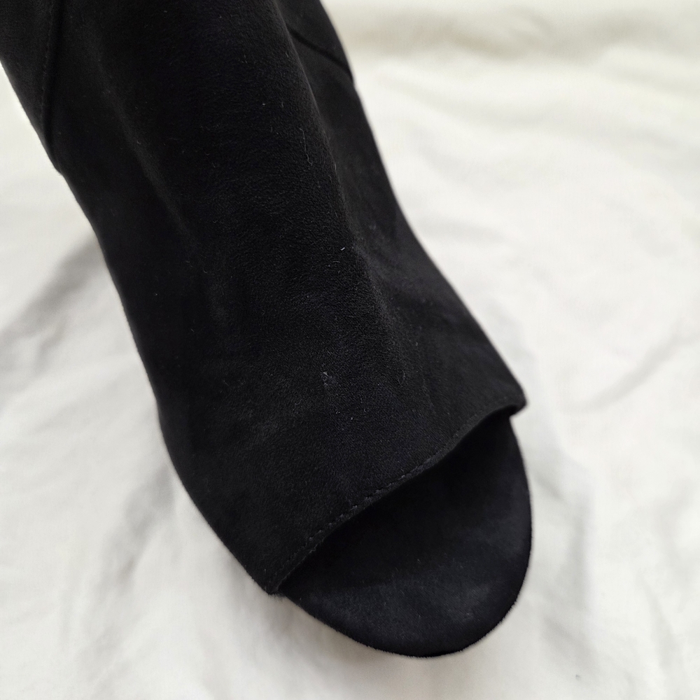 Carlos by Carlos Santana Black Suede Chunky Open Toe Heels | Size 6 | 4” Heel - Picture 9 of 13